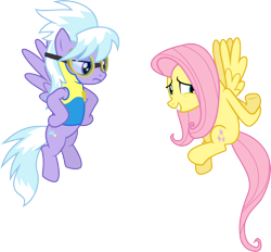 Size: 6000x5562 | Tagged: safe, artist:masem, character:cloudchaser, character:fluttershy, episode:wonderbolts academy, absurd resolution, clothing, simple background, transparent background, uniform, vector, wonderbolt trainee uniform, wonderbolts
