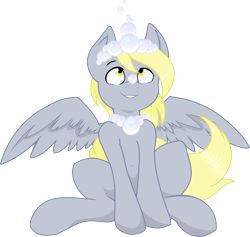 Size: 4000x3795 | Tagged: safe, artist:bork88, artist:joey darkmeat, character:derpy hooves, species:alicorn, species:pony, alicornified, bubble, colored, derpicorn, female, muffin queen, race swap, solo, underp