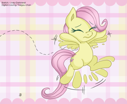 Size: 640x525 | Tagged: dead source, safe, artist:joey darkmeat, artist:negau-chan, character:fluttershy, species:pegasus, species:pony, cute, eyes closed, female, filly, filly fluttershy, flailing, flapping, frown, moe, solo, yoshi, younger