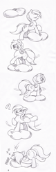Size: 989x3039 | Tagged: safe, artist:joey darkmeat, character:derpy hooves, species:pegasus, species:pony, cloud, female, mare, monochrome, pomf, sleeping, solo, traditional art, zzz