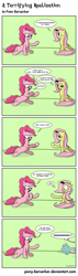 Size: 1216x4295 | Tagged: safe, artist:pony-berserker, character:fluttershy, character:pinkie pie, species:earth pony, species:pegasus, species:pony, comic:a terrifying realization, 2013, anatomy, arm, art rage studio pro 3, artrage, border, comic, coronary band, coronet (anatomy), dialogue, discussion, duo, duo female, english, female, frown, fur, gritted teeth, hair, hooves, humor, indoors, inkscape, joke, leg, looking at something, looking down, mare, missing, missing coronary band, missing coronet, open mouth, raised arm, raised hoof, raised leg, realisation, realization, running away, screaming, shocked, showing, sitting, speech bubble, stare, startled, talking, terrified, thinking, wide eyes, wondering