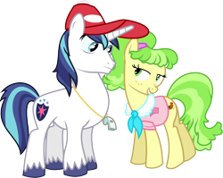 Size: 7529x6000 | Tagged: safe, artist:masem, character:chickadee, character:ms. peachbottom, character:shining armor, episode:games ponies play, g4, my little pony: friendship is magic, absurd resolution, bedroom eyes, clothing, hat, simple background, transparent background, vector, whistle