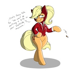 Size: 900x854 | Tagged: safe, artist:joey darkmeat, artist:mechashockwave, character:applejack, species:earth pony, species:pony, applebucking thighs, belly button, bipedal, cigarette, female, red spy, solo, spy, team fortress 2, wide hips