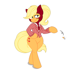 Size: 4212x4348 | Tagged: safe, artist:guitarbrony, artist:joey darkmeat, character:applejack, species:pony, absurd resolution, applebucking thighs, bipedal, cigarette, curvy, female, parody, simple background, solo, spy, team fortress 2, wide hips