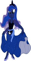 Size: 4133x8176 | Tagged: safe, artist:vector-brony, character:princess luna, my little pony:equestria girls, absurd resolution, alternate design, clothing, dress, equestria girls-ified, female, humanized, simple background, solo, transparent background, vector