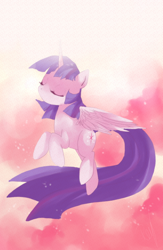 Size: 650x1000 | Tagged: dead source, safe, artist:loyaldis, character:twilight sparkle, character:twilight sparkle (alicorn), species:alicorn, species:pony, eyes closed, female, flying, mare, palindrome get, solo