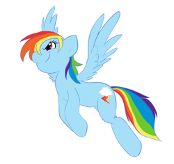 Size: 1620x1528 | Tagged: safe, artist:jessy, character:rainbow dash, species:pegasus, species:pony, g4, female, flying, mare, simple background, solo, white background