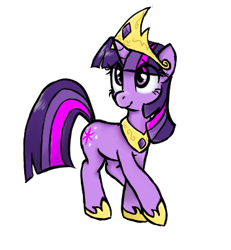 Size: 354x383 | Tagged: safe, artist:jessy, character:twilight sparkle, character:twilight sparkle (unicorn), species:pony, species:unicorn, g4, female, hilarious in hindsight, hoof shoes, jewelry, mare, princess, princessified, regalia, simple background, solo, tiara, white background