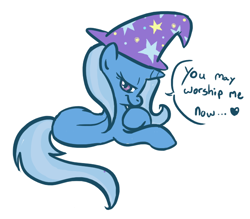 Size: 652x572 | Tagged: safe, artist:jessy, character:trixie, species:pony, species:unicorn, g4, female, mare, prone, simple background, solo, white background