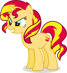 Size: 6420x7032 | Tagged: safe, artist:vector-brony, character:sunset shimmer, species:pony, absurd resolution, female, grin, simple background, solo, transparent background, vector