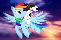 Size: 1750x1157 | Tagged: safe, artist:dripponi, character:rainbow dash, crossover, peanuts, snoopy