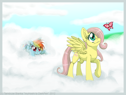 Size: 800x600 | Tagged: safe, artist:inuhoshi-to-darkpen, character:fluttershy, character:rainbow dash, filly, foal