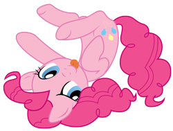 Size: 5000x3777 | Tagged: safe, artist:jessy, artist:kooner-cz, character:pinkie pie, blep, colored, cute, diapinkes, female, looking at you, rolling, simple background, solo, tongue out, transparent background, upside down, vector