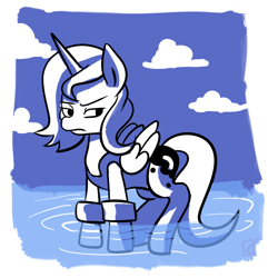 Size: 1000x1000 | Tagged: safe, artist:fauxsquared, character:princess luna, clothing, female, filly, one-piece swimsuit, s1 luna, solo, swimsuit, woona