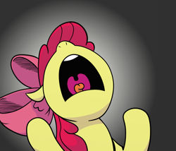 Size: 700x600 | Tagged: safe, artist:doublewbrothers, artist:pony-berserker, character:apple bloom, despair, female, nose in the air, reaction image, solo, tongue out, uvula, yelling