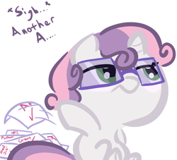 Size: 1100x1000 | Tagged: safe, artist:tess, character:sweetie belle, female, glasses, smarty belle, solo