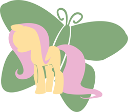 Size: 1280x1120 | Tagged: safe, artist:php27, character:fluttershy, species:pony, butterfly, colored, female, flat colors, lineless, mare, minimalist, modern art, no eyes, silhouette, simple background, solo, standing, white background