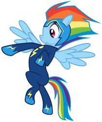 Size: 5036x6000 | Tagged: safe, artist:masem, character:rainbow dash, character:zapp, episode:power ponies, g4, my little pony: friendship is magic, season 4, absurd resolution, clothing, costume, female, power rangers, simple background, solo, tight clothing, transparent background, vector