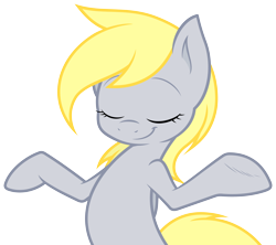 Size: 4998x4447 | Tagged: safe, artist:joey darkmeat, artist:zutheskunk traces, character:derpy hooves, species:pegasus, species:pony, absurd resolution, eyes closed, female, hilarious in hindsight, shrug, simple background, smiling, solo, transparent background, vector, vector trace