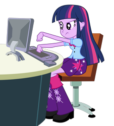 Size: 5431x6000 | Tagged: safe, artist:masem, character:twilight sparkle, equestria girls:equestria girls, g4, my little pony: equestria girls, my little pony:equestria girls, absurd resolution, computer, female, simple background, solo, transparent background, vector
