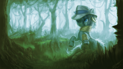Size: 1920x1080 | Tagged: safe, artist:assasinmonkey, character:zecora, species:zebra, g4, anklet, clothing, ear piercing, earring, fedora, female, fluffy, forest, hat, jewelry, king zebra, neck rings, piercing, solo, tree