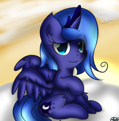 Size: 2072x2118 | Tagged: safe, artist:freefraq, character:princess luna, cloud, cloudy, female, filly, solo, woona