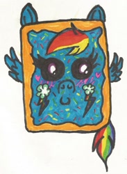 Size: 974x1328 | Tagged: safe, artist:krazykari, character:rainbow dash, cute, female, food, poptart, solo, traditional art