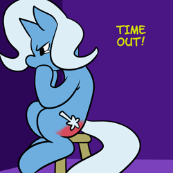 Size: 1000x1000 | Tagged: safe, artist:fauxsquared, character:trixie, species:pony, species:unicorn, crying, female, mare, solo, spanking, trixie is magic
