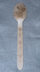 Size: 1024x1822 | Tagged: safe, artist:malte279, character:silver spoon, g4, craft, cutie mark, pyrography, spoon, traditional art, wooden spoon