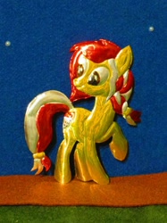 Size: 1024x1366 | Tagged: safe, alternate version, artist:malte279, oc, oc:colonia, species:earth pony, species:pony, g4, craft, embossing, mascot, metal foil