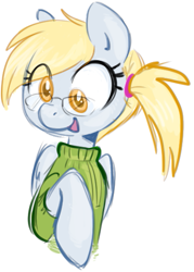 Size: 409x570 | Tagged: safe, artist:php27, character:derpy hooves, clothing, cute, female, glasses, ponytail, simple background, solo, sweater, white background