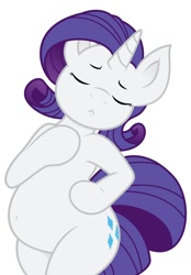 Size: 712x1024 | Tagged: safe, artist:joey darkmeat, edit, character:rarity, species:pony, belly, belly button, bipedal, eyes closed, female, frown, pregnant, pregnant edit, solo