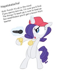 Size: 766x958 | Tagged: safe, artist:tess, edit, character:rarity, species:pony, bipedal, female, gangsta, gangster, magic, parappa the rapper, rapper, rapping, rhythm game, solo