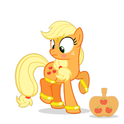 Size: 2500x2500 | Tagged: safe, artist:navitaserussirus, character:applejack, blushing, bottle, female, genie, geniefied, solo