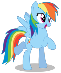 Size: 4983x6000 | Tagged: safe, artist:masem, character:rainbow dash, species:pegasus, species:pony, episode:party of one, g4, my little pony: friendship is magic, absurd resolution, cute, dashabetes, female, mare, open mouth, raised hoof, raised leg, silly, silly pony, simple background, smiling, solo, spread wings, tongue out, transparent background, vector, wings