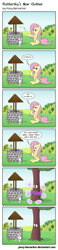 Size: 1152x4960 | Tagged: safe, artist:pony-berserker, character:angel bunny, character:fluttershy, species:pegasus, species:pony, species:rabbit, comic:fluttershy's new clothes, 2013, annoyed, bit, bits, caption, coin, comic, critter, crossed arms, dendrification, dialogue, duo, english, eyes closed, facepalm, fail, female, fluttershy is a tree, fluttertree, frown, gone wrong, i'd like to be a tree, inanimate tf, inkscape, looking at each other, magic, mare, monologue, onomatopoeia, open mouth, outdoors, poof, raised hoof, raised leg, sigh, sign, sitting, tack, transformation, tree, vector, well, wish, wishing, wishing well