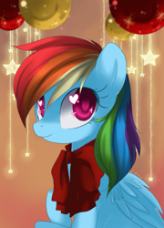Size: 1311x1819 | Tagged: safe, artist:loyaldis, part of a set, character:rainbow dash, species:pegasus, species:pony, bow, cute, female, heart, portrait, ribbon, solo, stars, wingding eyes