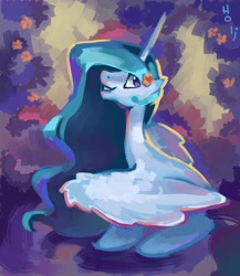 Size: 3736x4311 | Tagged: safe, artist:holivi, character:princess celestia, species:alicorn, species:pony, g4, absurd resolution, female, happy, mare, sitting, solo