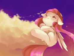 Size: 640x480 | Tagged: dead source, safe, artist:loyaldis, character:fluttershy, species:pegasus, species:pony, >.<, cloud, cute, eyes closed, falling, female, shyabetes, solo