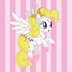 Size: 700x700 | Tagged: safe, artist:loyaldis, character:surprise, species:pegasus, species:pony, g4, female, flying, happy, mare, open mouth, smiling, solo, spread wings, wings