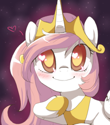 Size: 600x680 | Tagged: safe, artist:loyaldis, character:princess celestia, species:alicorn, species:pony, g4, blushing, cute, cutelestia, female, filly, heart eyes, lying down, mare, pink-mane celestia, raised hoof, smiling, solo, wingding eyes, younger