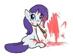 Size: 677x523 | Tagged: safe, artist:moronsonofboron, character:rarity, filly, paintbrush, painting