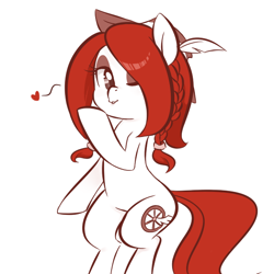 Size: 600x600 | Tagged: safe, artist:jessy, oc, oc only, oc:madeleine wing, species:pegasus, species:pony, bipedal, clothing, hat, heart, solo, wink