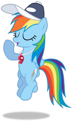 Size: 3592x6000 | Tagged: safe, artist:masem, character:rainbow dash, episode:flight to the finish, g4, my little pony: friendship is magic, absurd resolution, baseball cap, clothing, female, hat, simple background, solo, transparent background, vector, whistle