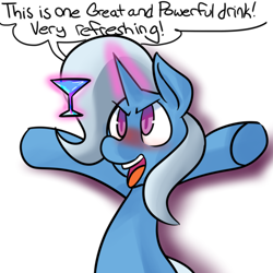 Size: 500x500 | Tagged: safe, artist:fauxsquared, character:trixie, species:pony, species:unicorn, cocktail, drink, drunk, female, mare, solo, the great and alcoholics trixie, trixie is magic