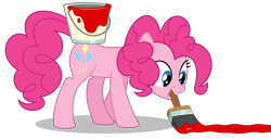 Size: 6000x3060 | Tagged: safe, artist:masem, character:pinkie pie, episode:daring don't, g4, my little pony: friendship is magic, absurd resolution, bucket, female, paint, paintbrush, plot table, simple background, solo, transparent background, vector