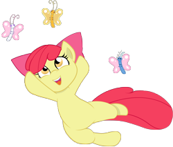 Size: 5318x4528 | Tagged: safe, artist:joemasterpencil, artist:joey darkmeat, character:apple bloom, character:discord, species:earth pony, species:pony, absurd resolution, butterfly, female, filly, foal, simple background, transparent background