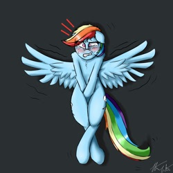 Size: 1200x1200 | Tagged: dead source, safe, artist:captainpudgemuffin, character:rainbow dash, blushing, covering, covering crotch, desperation, embarrassed, female, need to pee, omorashi, potty dance, potty emergency, potty time, solo, sweat, trotting in place, wingboner