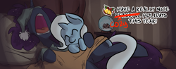 Size: 1057x416 | Tagged: safe, artist:fauxsquared, artist:herny, edit, character:princess luna, character:trixie, luna-afterdark, snuggling, trixie is magic