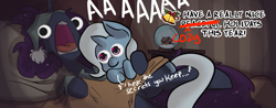 Size: 1057x416 | Tagged: safe, artist:fauxsquared, artist:herny, edit, character:princess luna, character:trixie, luna-afterdark, ship:luxie, cute, faux is gonna kill us all!!!, female, googly eyes, lesbian, pure unfiltered evil, shipping, sleeping, tell me your secrets, trixie is magic, wat